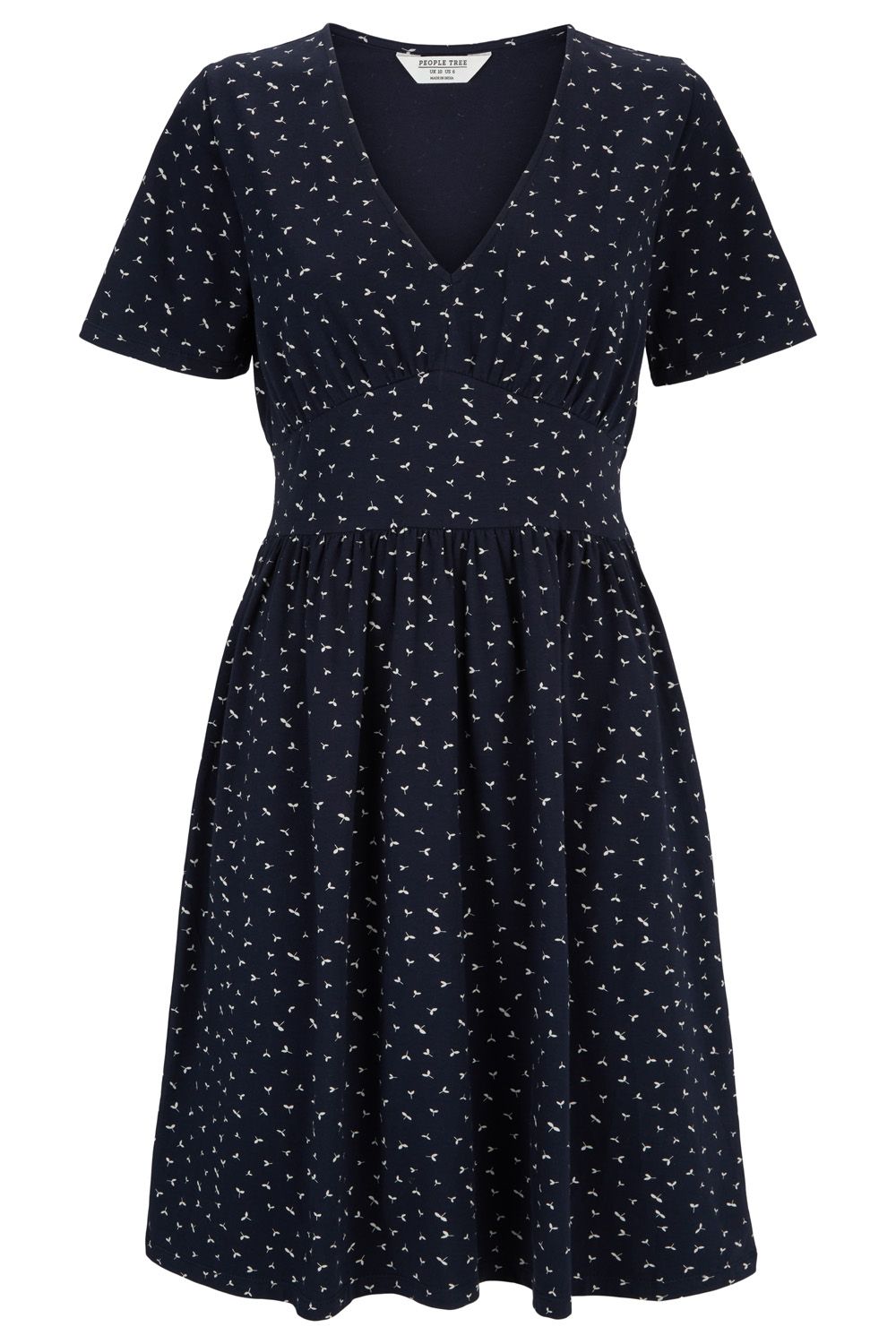Carissa Mekko - Luomupuuvillaa - Navy - People Tree - Lyhyt kesämekko - Eettinen ja ekologinen valmistus - Vastuullinen mekko